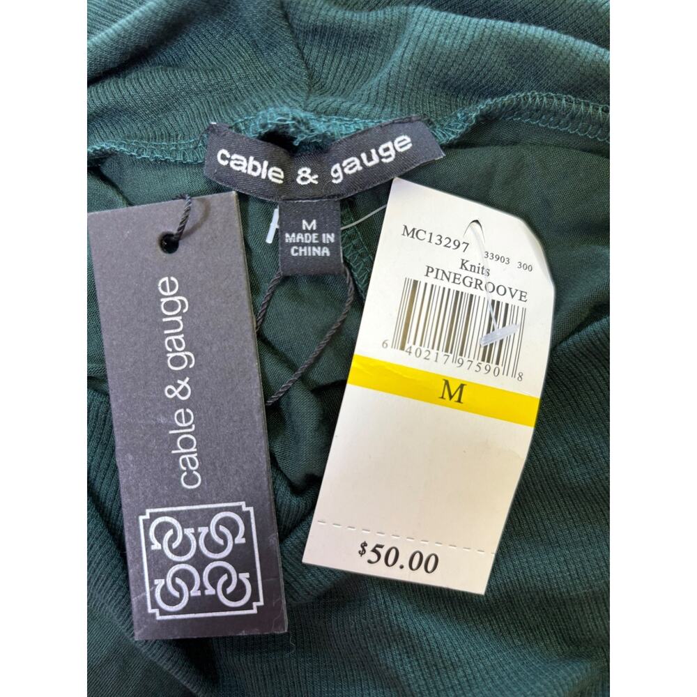 Cable and Gauge Knit Sweater Womens Size M Green Scoop Neck 3/4 Sleeve NEW - Picture 3 of 8
